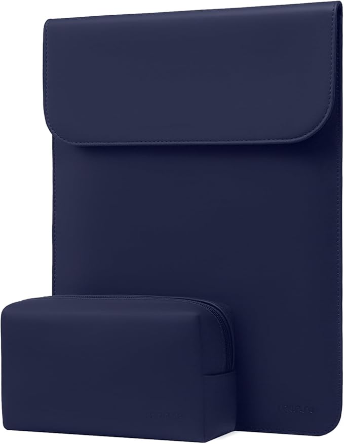 MOSISO Housse PC Ordinateur Portable 13 Pouces Compatible avec MacBook Air M4 M3 M2 M1 2025-2018/Pro 13 M2 M1 2025-2016 & Surface Pro, Housse Cuir Suede Faux avec Petit Sac,Bleu Marin