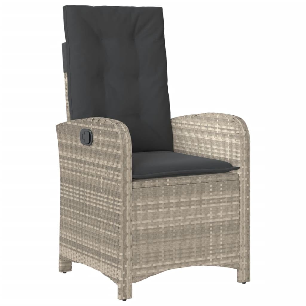 Set Bistro 3 Pezzi Resine Tissee Grigio Chiaro | Schienale estraibile, cuscino spesso rimovibile, telaio in acciaio, uso esterno, giardino, balcone