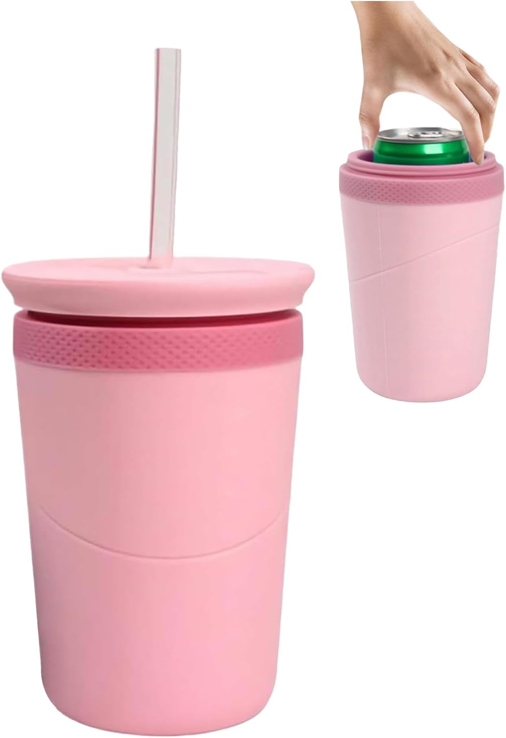 Ice Cylinder – Silicone with Lid and Straw, Portable, Mini, Easy Removal, Makes Cylindrical Ice for Drinks, for Whiskey, Bourbon, Soda, Home and Motorhome Use