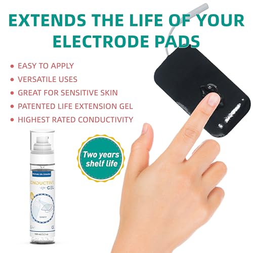 ReaJoy Conductive Gel for TENS Unit Pads, Adhesive Gel, Electrode Gel Extend The Life and Increase Adhesion of Electrodes for Your TENS/EMS Units, Muscle Stimulator (100 ML/3.3 OZ x 2)