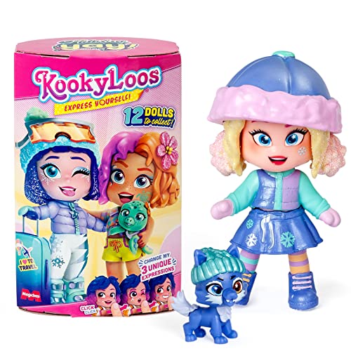 KOOKYLOOS Serie Holiday Yay! – Muñeca sorpresa coleccionable con accesorios de moda, ropa, zapatos y juguetes, con 3 expresiones divertidas