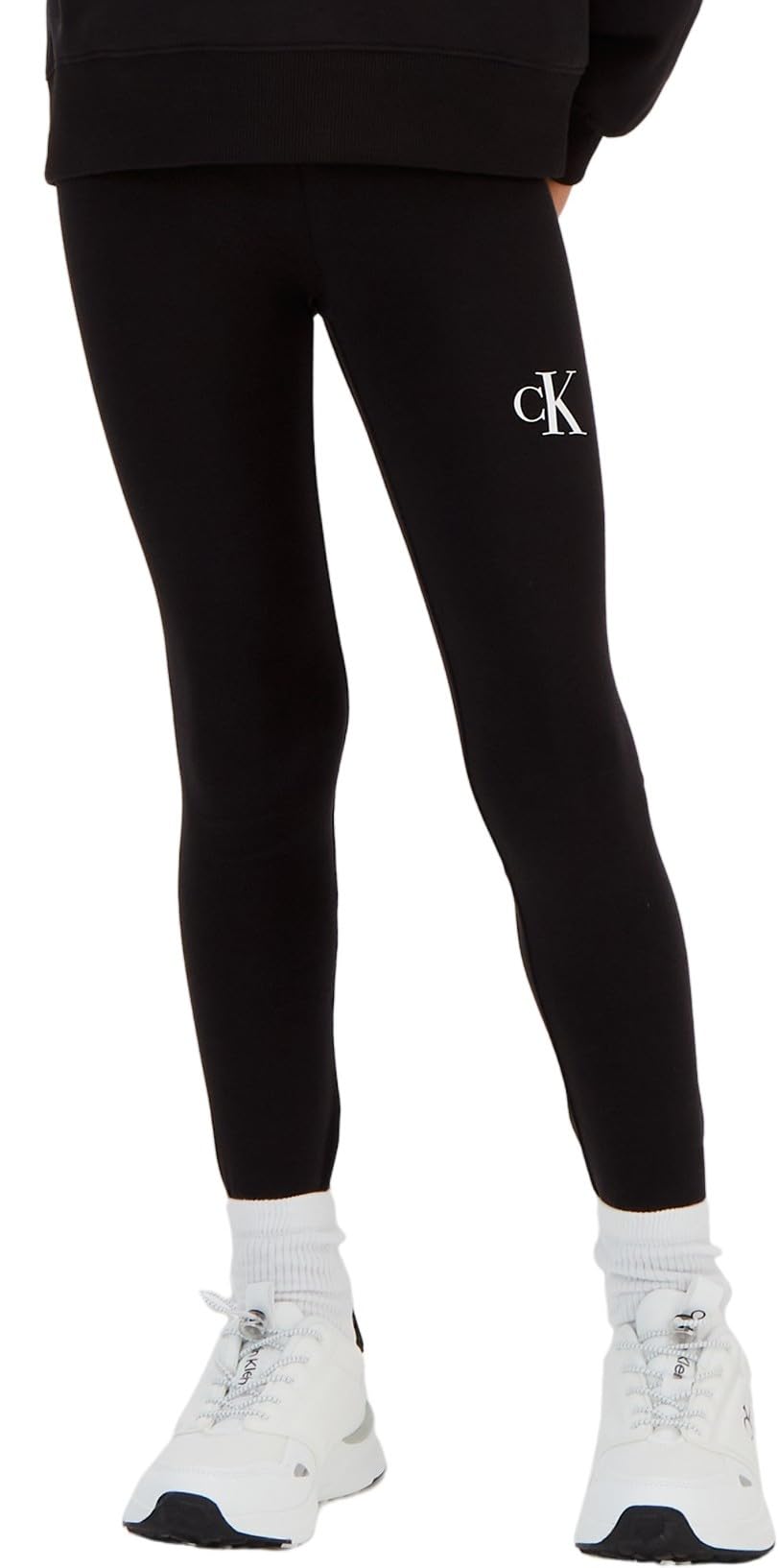 Calvin Klein Jeans Girls Ck Logo Legging Leggings, Ck Black, 16 Years
