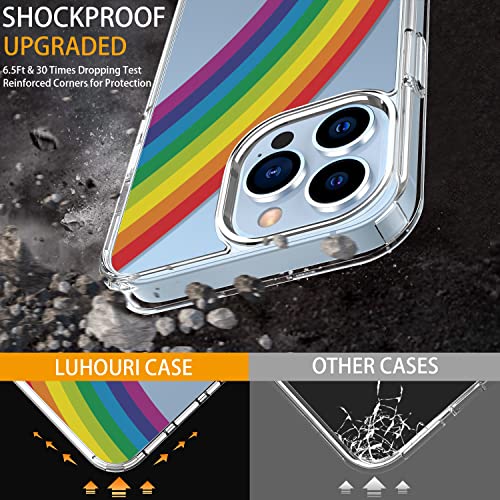 LUHOURI for iPhone 13 Pro Max Case with Screen Protector,Crystal Clear with Fashion Cute Designs for Women Girls,Slim Fit Durable Protective Phone Cover for 6.7" Rainbow by LUHOURI - Image 3