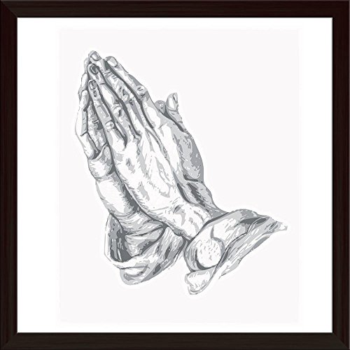 ArtzFolio Praying Hands Canvas Painting Dark Brown Wood Frame 24 X 24Inch