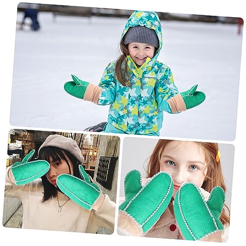 VALICLUD 2 Pares Luvas De Esqui De Pele De Carneiro Luvas De Esqui Para Crianças Luvas De Ciclismo L