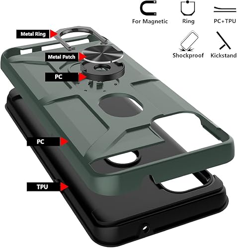 Miniatura 3 de Jeylly Funda para Moto One 5G Ace con protector de pantalla y protector de cámara, funda para Motorola G 5G, cuerpo completo, soporte magnético