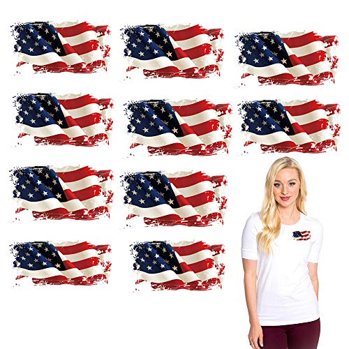 Usa Heat Transfers Apppliques Flag Patches American Stickers Decals 10Pcs Patriotic Uniform Vest Jacket T-Shirt Backpack Hat Clothing Diy Decorations Appliques #TOP8