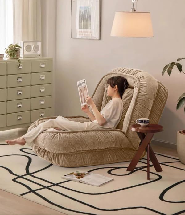 Image of 1 Seater Luxurious Human Dog Bed for People and Adults|Velvet Recliner Lounge Style Soft Human Dog Sofa with Plush Cushioning for Reading and Relaxation (Velvet Fabric, Beige)