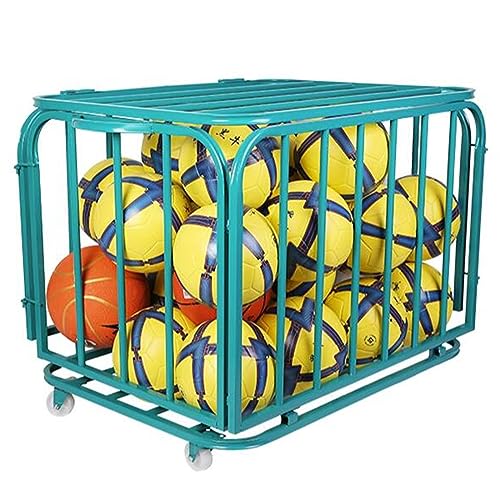 Estante de exhibición de Baloncesto, Carrito de Baloncesto Grande Plegable, Estante de Almacenamiento de Pelotas para Gimnasio, sótano, Escuela, Garaje, Voleibol, Verde (Mediano)