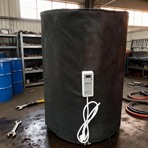 menglanchang Metal Drum Heater,Industrial Grade Drum Heating Blanket,55/275Gallon(200/1000L) Bucket Heater Fixed Thermostat 212℉,Insulated Bucket Warmer with 10-Hour Timer 200LBlack