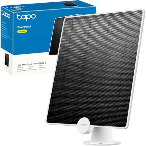 Tapo A200 Solar Panel For Security Camera, 4m Charging Cable to Connect, Non-Stop Solar Power, 4.5W Charging Power, IP65 Weatherproof, 360° Adjustable Mounting Bracket, Works with Tapo Batte