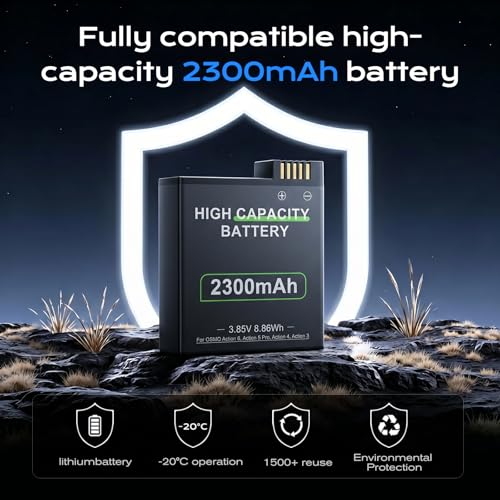 Image of for DJI Action 6 Batteries Compatible with Action 5 Pro /4 /3 /OSMO 360 | 3PCS 2300mAh Batteries with 3-Channel USB Fast Charger Kits
