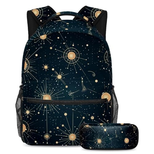 Sac à dos pour adolescents grand format ciel étoilé avec trousse