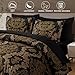 WONGS BEDDING Black Comforter Set Queen Size, Gold Damask Texture 7 Pieces Bed in a Bag Microfiber Comforter Bedding Sets -1 Comforter, 1 Flat Sheet, 1 Fitted Sheet, 2 Pillow Shams, 2 Pillowcases