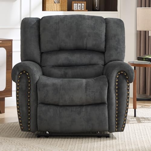 Image of CANMOV Manual Recliner Chair Set of 2, Classic and Traditional Fabric Recliner Chair with Comfortable Arms and Back Single Sofa for Living Room, Grey