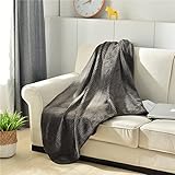 Coperta morbida e accogliente in cotone grigio scuro – soffice e calda coperta in pile 200 x 220 cm – versatile copriletto, copridivano e copriletto set per divano e letto, lussuosa coperta per divano