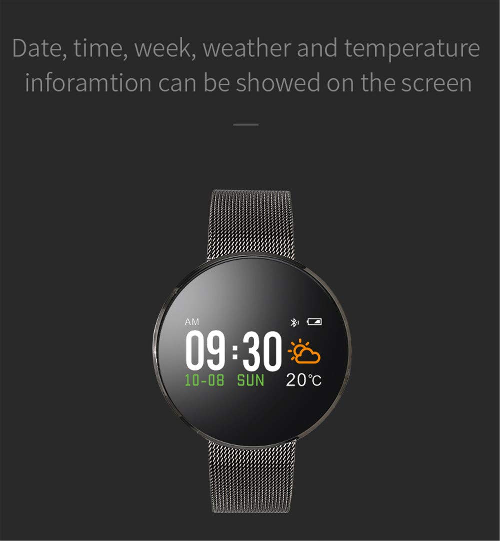 Bluetooth 4.0 con frequenza cardiaca, Pressione sanguigna, Sonno, monitorare l'attività Impermeabile IP67, Fitness Tracker, Calorie, contapassi, Compatibile con Android e iOS Nero