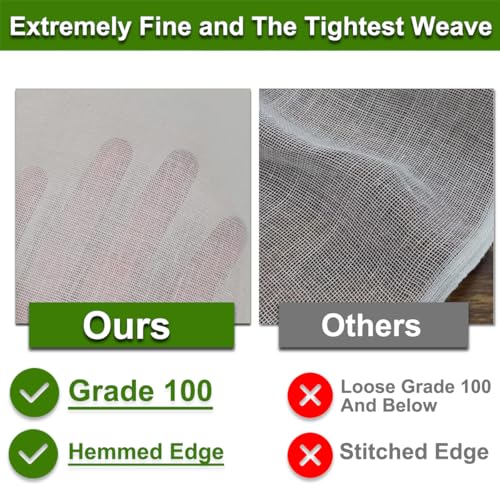 Image of 8 Pcs Cheese Cloths, SGS Tested 100% Unbleached Cotton, 20x20 Inch Cheesecloth for Straining, Grade 100 Ultra-Dense Cheese Cloth With Fabric Fine Mesh Cloth for Cooking, Juicing, Baking, Cheese Making