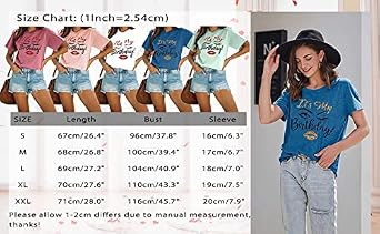 Birthday Shirts for Women: Happy Birthday Party Short Sleeve Tops