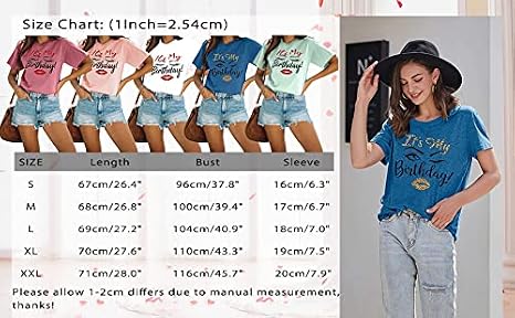 Birthday Shirts for Women: Happy Birthday Party Short Sleeve Tops