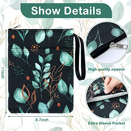 Shappy 2 Pieces Book Sleeve For Lovers Tree Leaves With Zipper Canvas Protector Paperback Cover Washable Pouch Pocket Teen Adult Lover Gift(Fresh Pattern) #TOP1