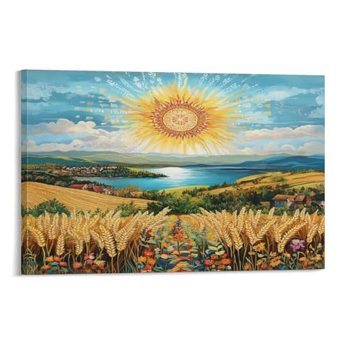 Peinture sur toile champ de blé affiche décoration murale chambre et couloir 50x75