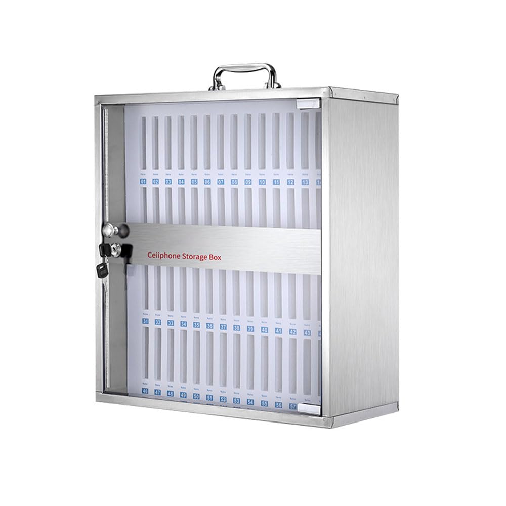 Aluminum Alloy Cell Phone Locker Box with Handle and Security Lock - Ideal Mobile Phone Management Storage Cabinets for School Company Conference Meeting Classroom
