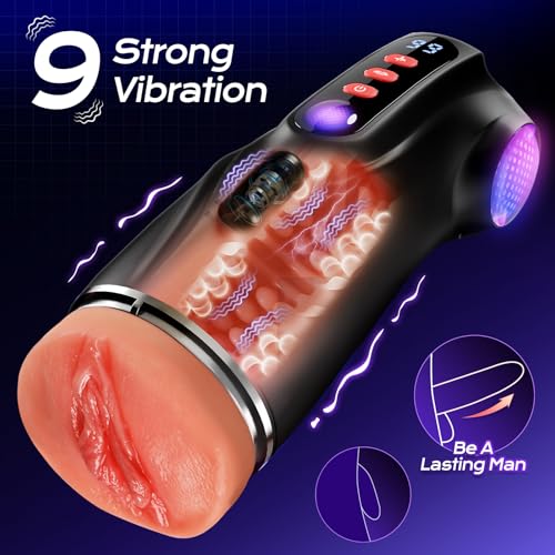 Image of Uoffile Mens Sex Toy Adult Toys - 3 Sleeves Sets AI Sync APP Male Masturbator Sex Toys for Men with 9 Sucking & 9 Vibrating, Pocket Pussy Penis Pump, Colorful Lighting Stroker Erotic Massage Kits