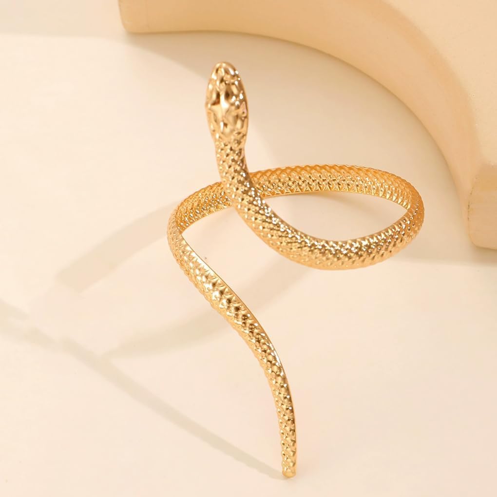 Rrdaily Punk Snake Bracelets for Women Vintage Gold Snake Bangle Bracelet Adjustable Silver Serpent Open Cuff Bracelet Trendy Halloween Jewelry Accessories - Image 5