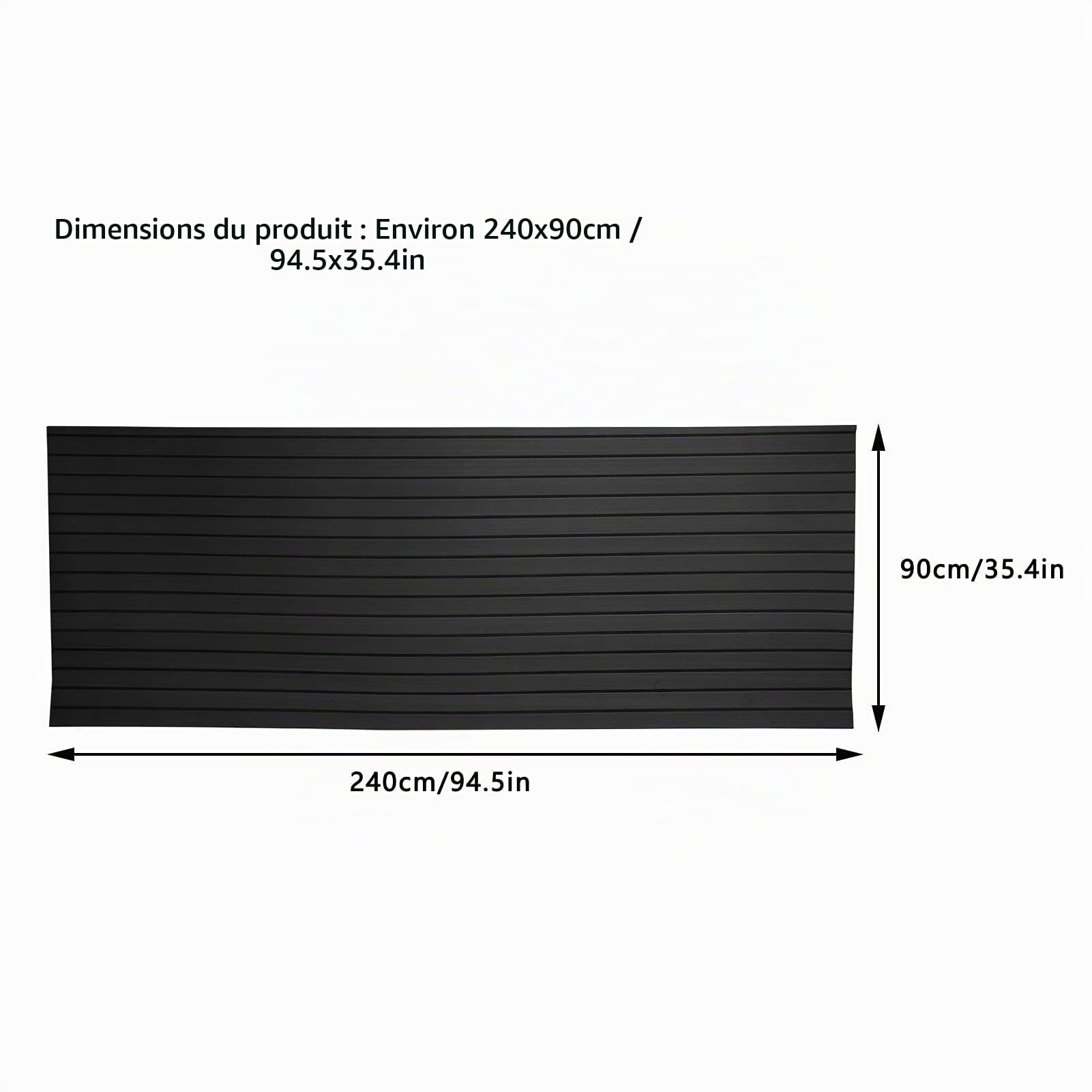 Ejoyous Tapis Bateau en Mousse EVA, 240x90cm, Revêtement de Sol Antidérapant, Style Teck, pour Yacht et Terrasse Marine