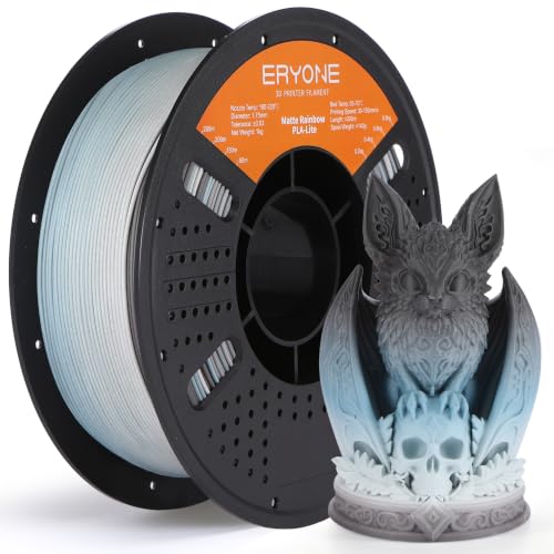 Image of ERYONE Matte PLA Lite Rainbow 3D Printer Filament, Mist Color Changing Filament 1.75mm, Multicolor PLA for 3D Printing, Gradient 1KG Spool (2.2 lbs) Fit Most FDM Printers