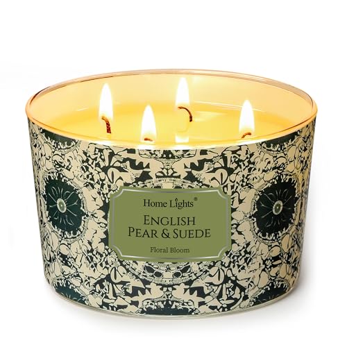 HomeLights Soy Wax Candles for Home Scented, 4-Wick Candles in