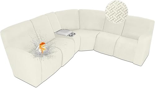 Miniatura 92 de ALIECOM Fundas 100% impermeables para sofá seccional reclinable en forma de L, funda elástica para sofá seccional reclinable de esquina, protector