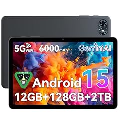 TABWEE 10 Pollici Tablet Android 15 con Gemini AI, 12 GB RAM + 128 GB ROM (2 TB TF) Tablet in Offerta, Batteria 6000 mAh | 5G WiFi | Display 1280 x 800 | BT 5.0 | Jack 3,5 mm | Tipo-C | WPS | GPS