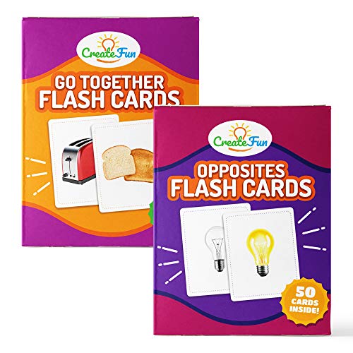 100 Go Together and Opposites Flash Cards Bundle, Matching Educational Photo Cards for Kids, Parents, Speech Therapy, Language Development, Cognitive Skills, Association Skills, and Gifted Learning
