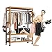 Produktbild BFYLSQUE Garderobenständer Bambus Garderobe Rollen auf 4 Rollen Kleiderständer Kleiderschrank offen mit Schuhablage Kleiderstange offener Stabil für Schlafzimmer Flur - L60/70/80/100CM