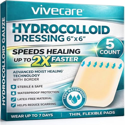 ViveCare Hydrocolloid Dressing 6x6 (5 Pack) - Large Sterile Bandages
