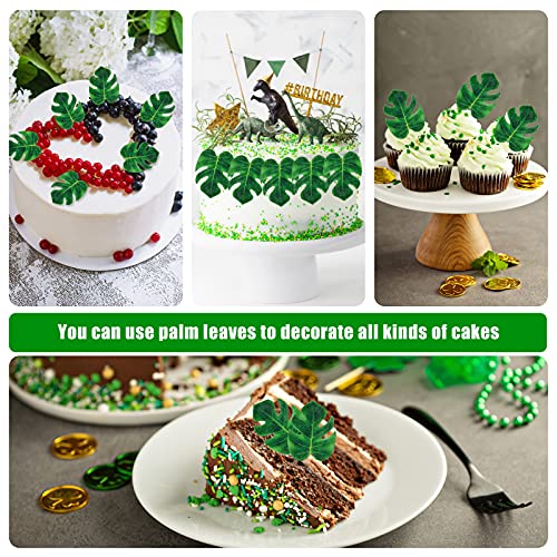 Arreinz 96 Pieces Tropical Palm Leaf Butterfly Cupcake Toppers White Pinion Cake Toppers Green Leaves Cake Decorations For Hawaii Theme Party Summer Decoration Birthday Supplies (Palm Leaf) #TOP6