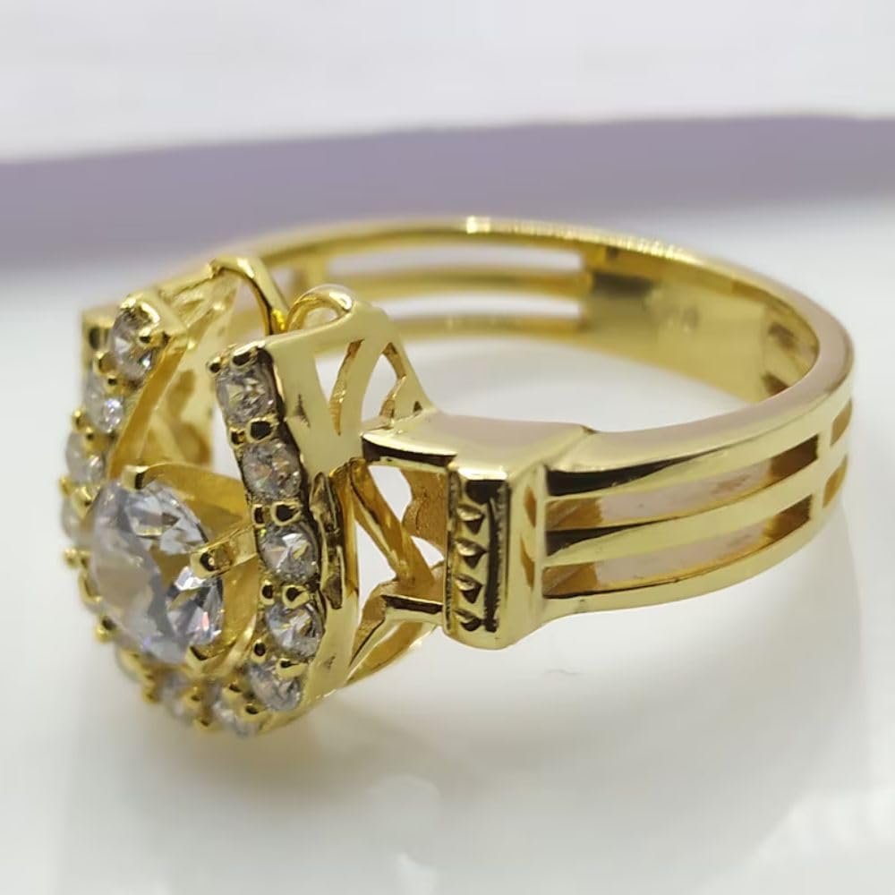 2 Ct Round Cut Diamond Horseshoe Shape Unique Engagement Rings For Women 14K Yellow Gold Plated 925 Sterling Silver Handmade Customized Women JewelryAnniversary Ring Birthday Gift For Her