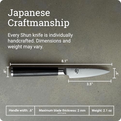 Officemesser Shun KAI Classic mit 9 cm Klingenlänge aus Damaststahl