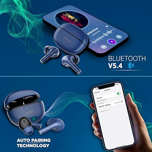 Image of Intex Buds AERO TWS Bluetooth Earbuds with AI ENC, Deep Bass, 13mm Driver, Type-C Fast Charging, 32H Playtime, Low Latency, Touch Control, Voice Assistant, Wireless Earphones (Dark Blue)