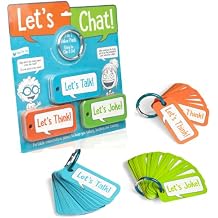 Open The Joy Lets Chat 3-in-1 Conversation Starters Cards for Kids - Grab and Go Travel Card Games for Car, Airplanes - Talk, Think, Joke Cards - Ages 4+