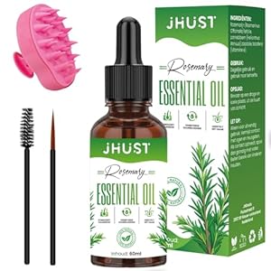JHust Rozemarijn Haarolie – Rosemary Oil – 60ml – Scalp Massager – Haarborstel – Brush – Haarserum – Haaruitval – Haargroei – Baardgroei – Minoxidil alternatief – Wonderolie – Rosemary hair oil –