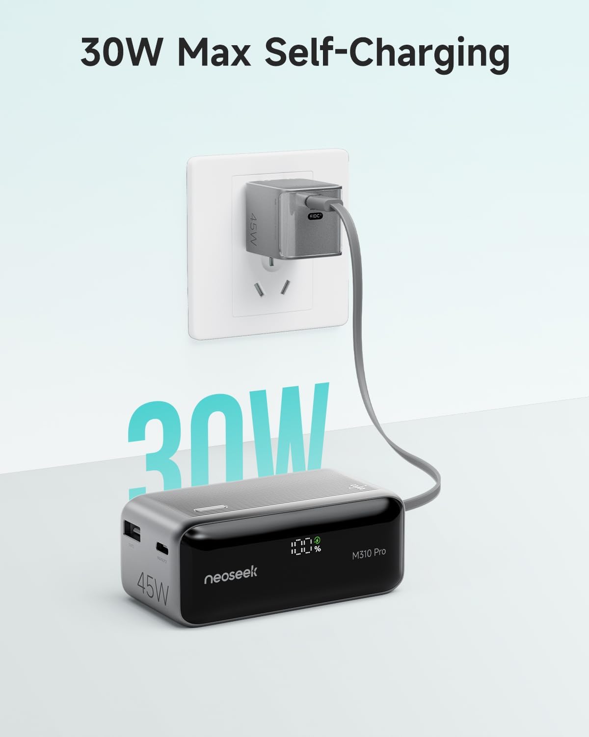 10,000mAh Portable Charger, 45W Max Compact Power Bank, Travel Essential Phone Battery Pack with 2.3 ft Built-in USB-C Retractable Cable for iPhone 17/16 Series, iPad, Galaxy, Pixel, and More