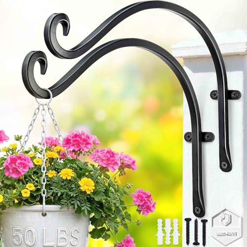Qiang Ni Bird Feeders Hanger (2 Pieces/12 Inch) Outdoor Plant Hanging Brackets More Stable And Sturdy Hanging Plant Bracket. (Black) (Black-2Pcs, 12" Black)