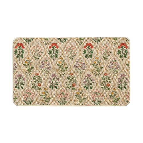 Artoid Mode Diamond Pattern Wild Flowers Spring Doormat,Home Decor Door Mat Low-Profile Switch Rug...