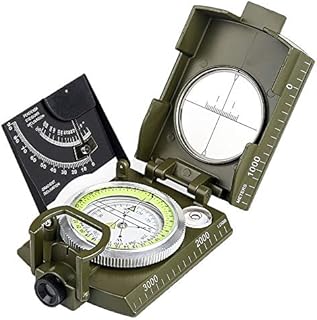 BIJIA Professional Multifunctional Compass, All Metal Military Waterproof High Accuracy Compass with Inclinometer and Bubble Level for Hiking, Climbing, Boating, Exploring, Hunting, Geology