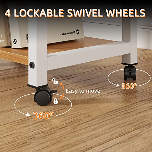 Yaohuoo Large Printer Stand With Storage Shelf, 2-Tier Under Desk Printer Tables For Small Spaces, Office Home Mobile Printer Cart Fit Fax Machine/3D Printer/Scanner(White) #TOP5