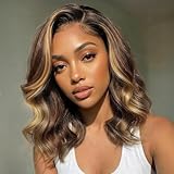 Douyin Honey Blonde Bob Wig Human Hair 14 Inch 13x4 Body Wave 4/27 Highlight Ombre HD Lace Front Wigs Human Hair Pre Plucked Glueless Lace Frontal Bob Wigs for Women