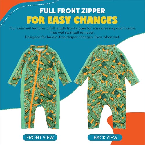 Image of SwimZip UPF50+ Boys Swim Shirt, Long Sleeve One Piece Kids Sunsuit